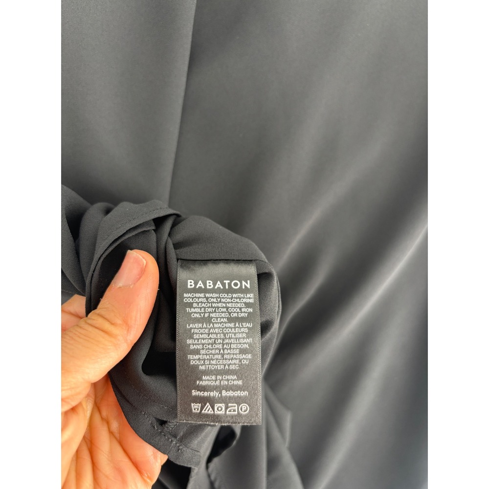 Babaton Short Sleeve Blouse Womens Size S Black Polo Collar V-Neck Career Top‎ - Picture 5 of 8